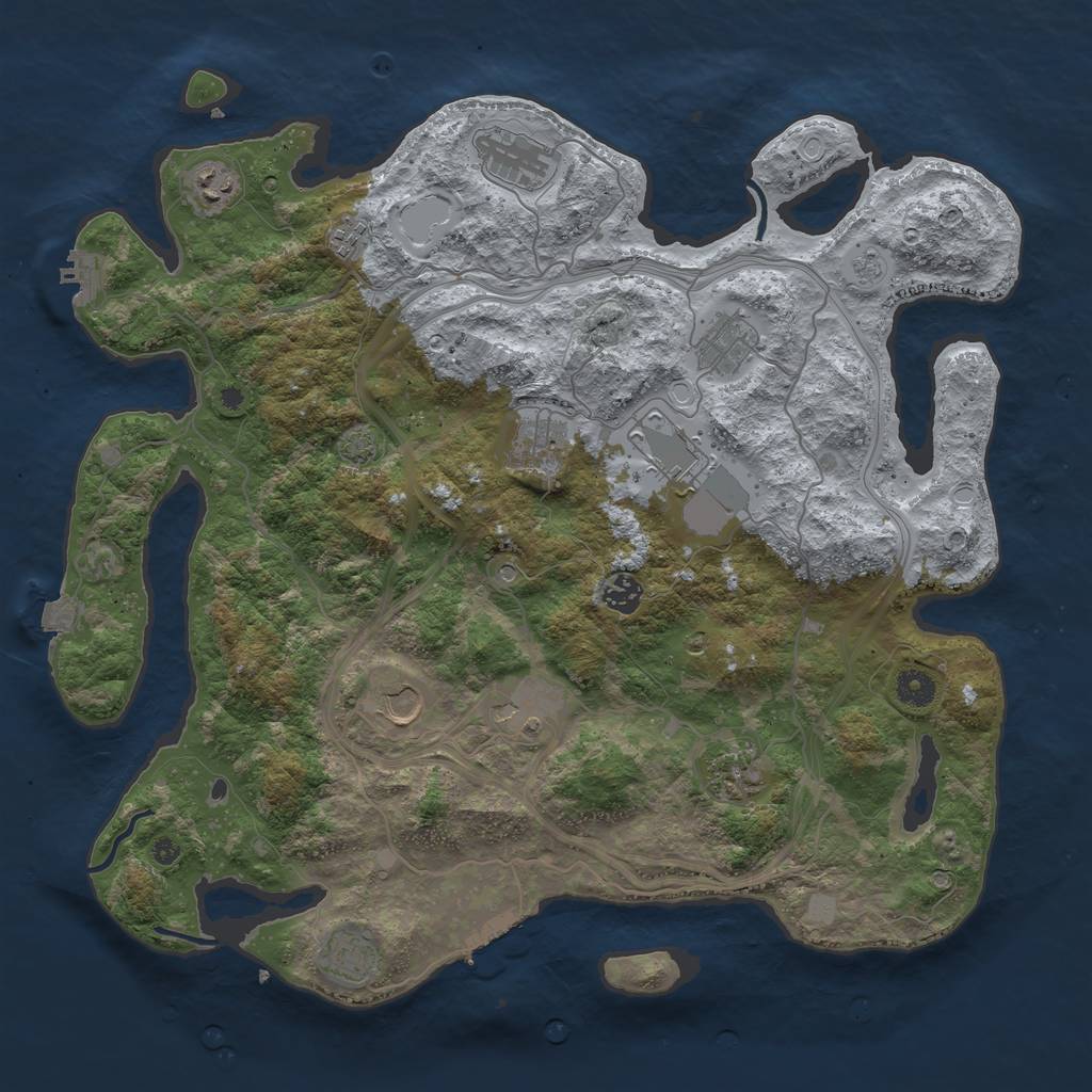 Rust Map: Procedural Map, Size: 4250, Seed: 413833335, 19 Monuments