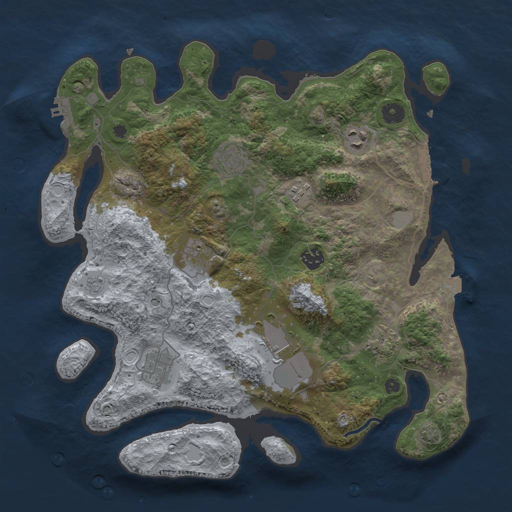 Rust Map: Procedural Map, Size: 3500, Seed: 1975214723, 16 Monuments