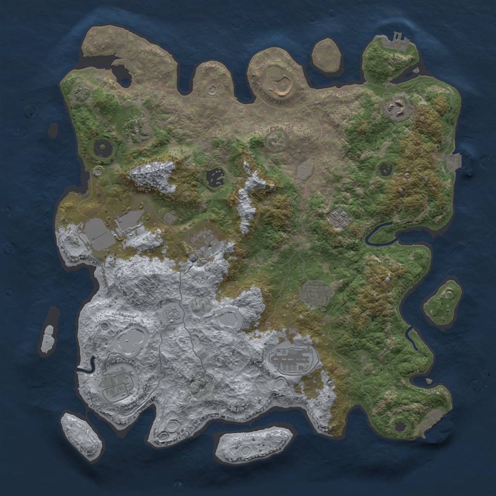 Rust Map: Procedural Map, Size: 3900, Seed: 44766, 18 Monuments