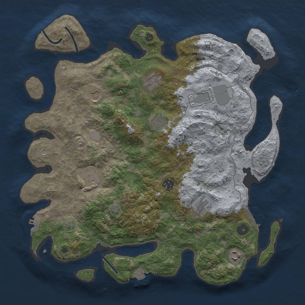 Rust Map: Procedural Map, Size: 4000, Seed: 882277658, 17 Monuments