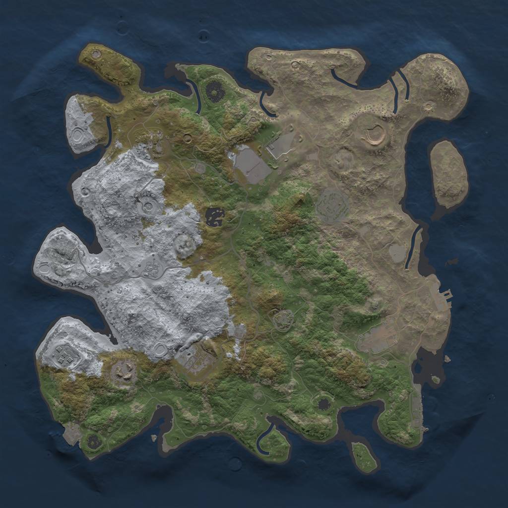 Rust Map: Procedural Map, Size: 3750, Seed: 1699680971, 17 Monuments