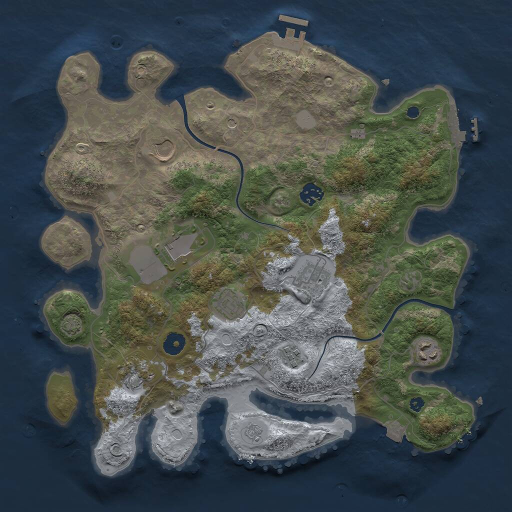 Rust Map: Procedural Map, Size: 3500, Seed: 836326106, 14 Monuments