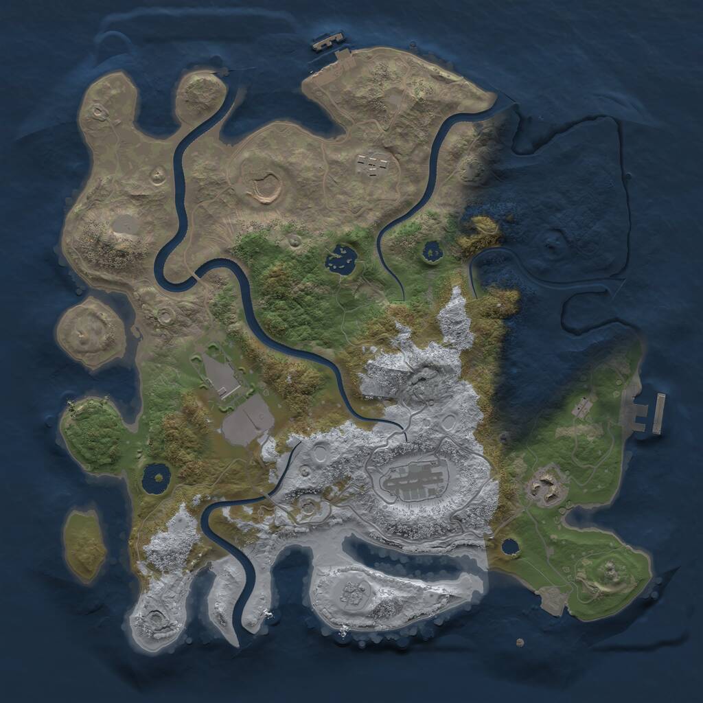 Rust Map: Procedural Map, Size: 3500, Seed: 836326106, 12 Monuments