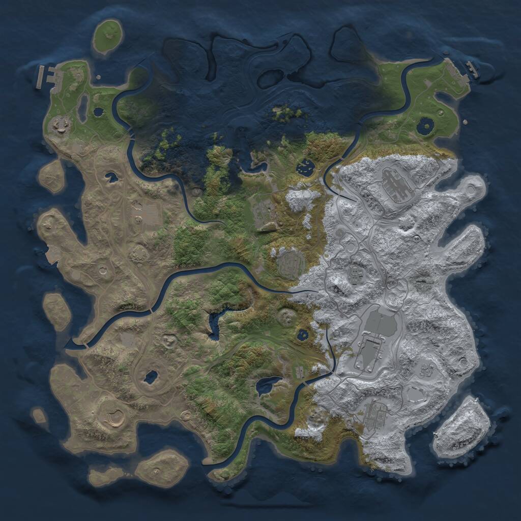 Rust Map: Procedural Map, Size: 4500, Seed: 52414255, 16 Monuments