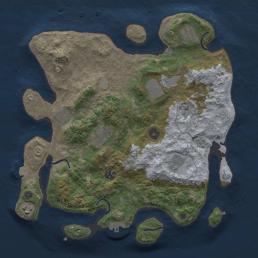 Rust Map: Procedural Map, Size: 3500, Seed: 2069763753, 15 Monuments