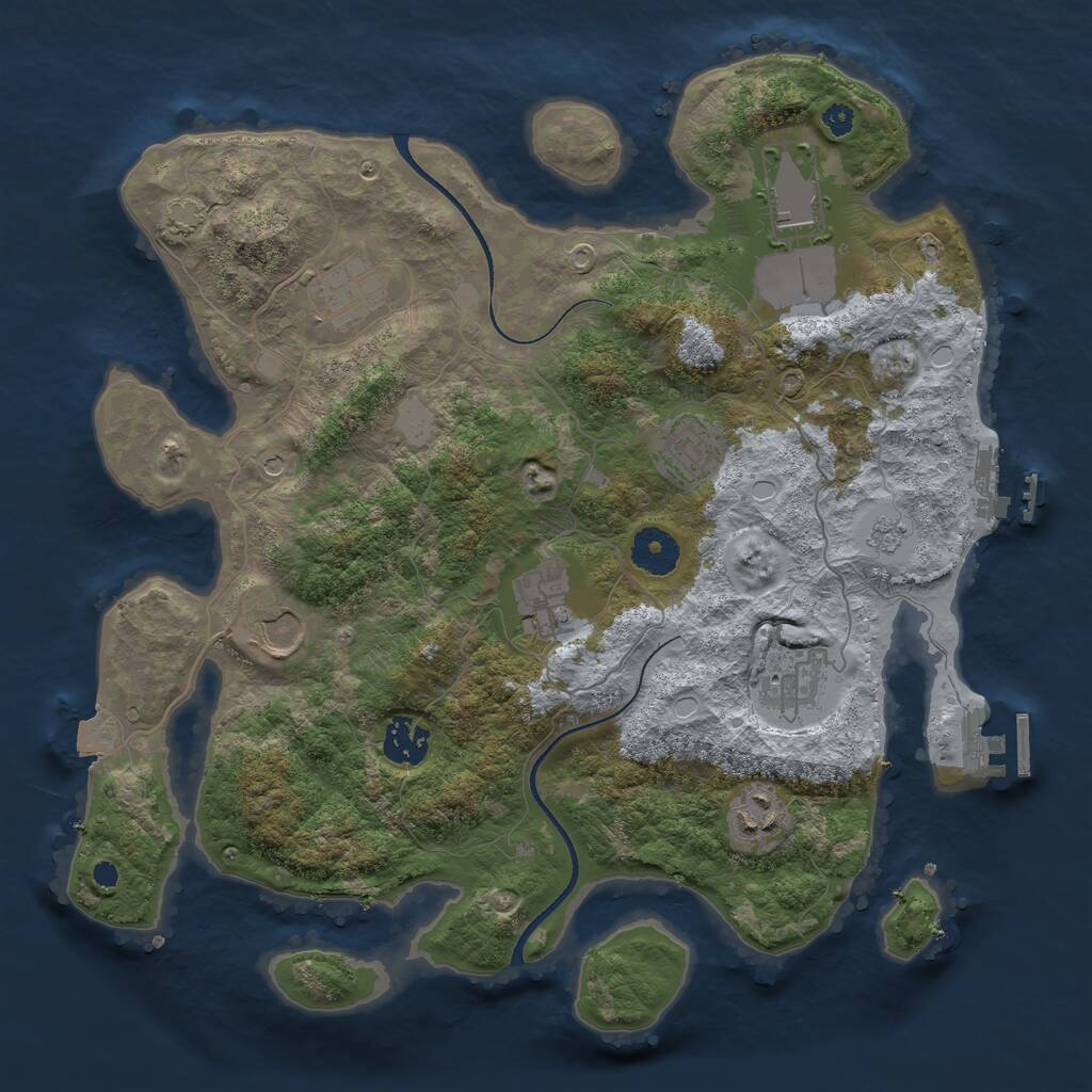 Rust Map: Procedural Map, Size: 3500, Seed: 2069763753, 14 Monuments