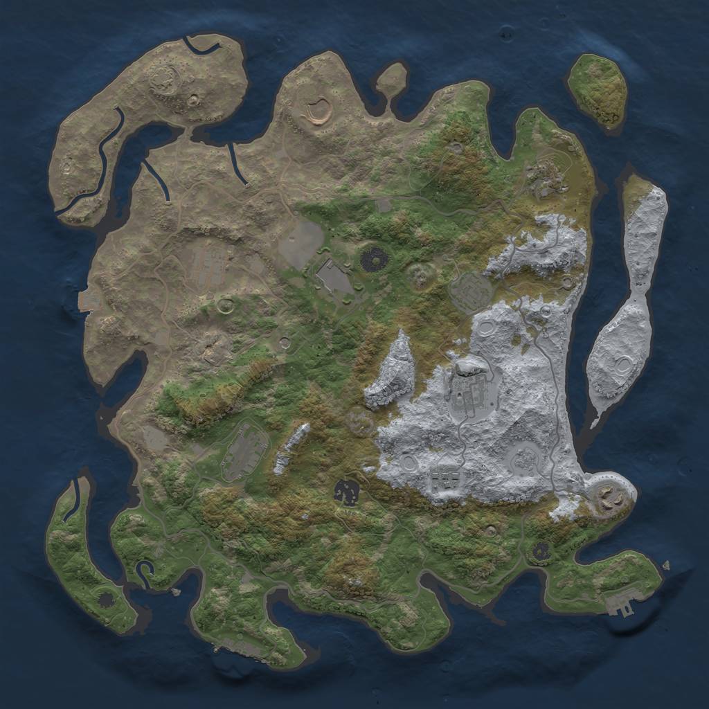 Rust Map: Procedural Map, Size: 4000, Seed: 141545182, 18 Monuments