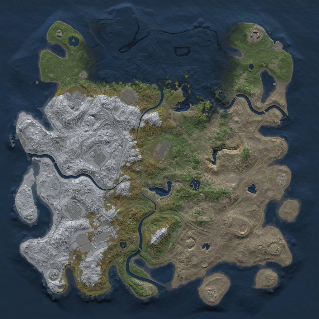 Rust Map: Procedural Map, Size: 4500, Seed: 1367718848, 16 Monuments
