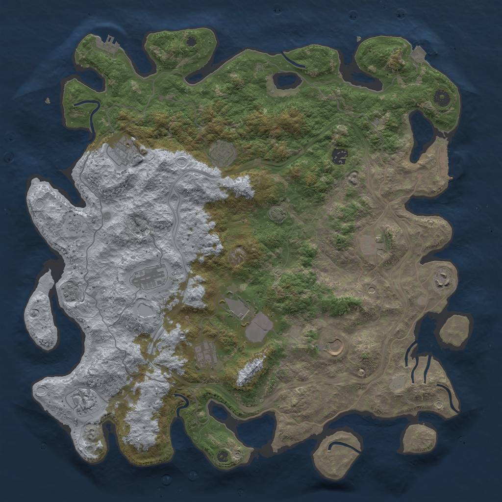 Rust Map: Procedural Map, Size: 4500, Seed: 1367718848, 19 Monuments