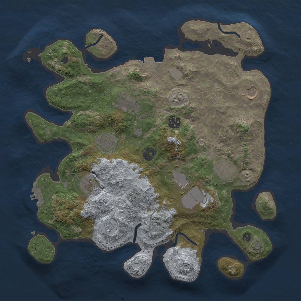 Rust Map: Procedural Map, Size: 3500, Seed: 821209570, 14 Monuments
