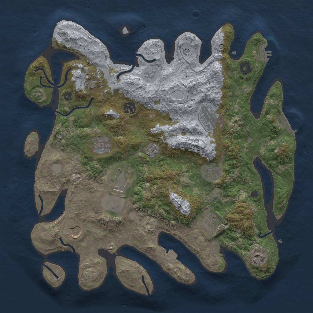 Rust Map: Procedural Map, Size: 3700, Seed: 620277165, 18 Monuments