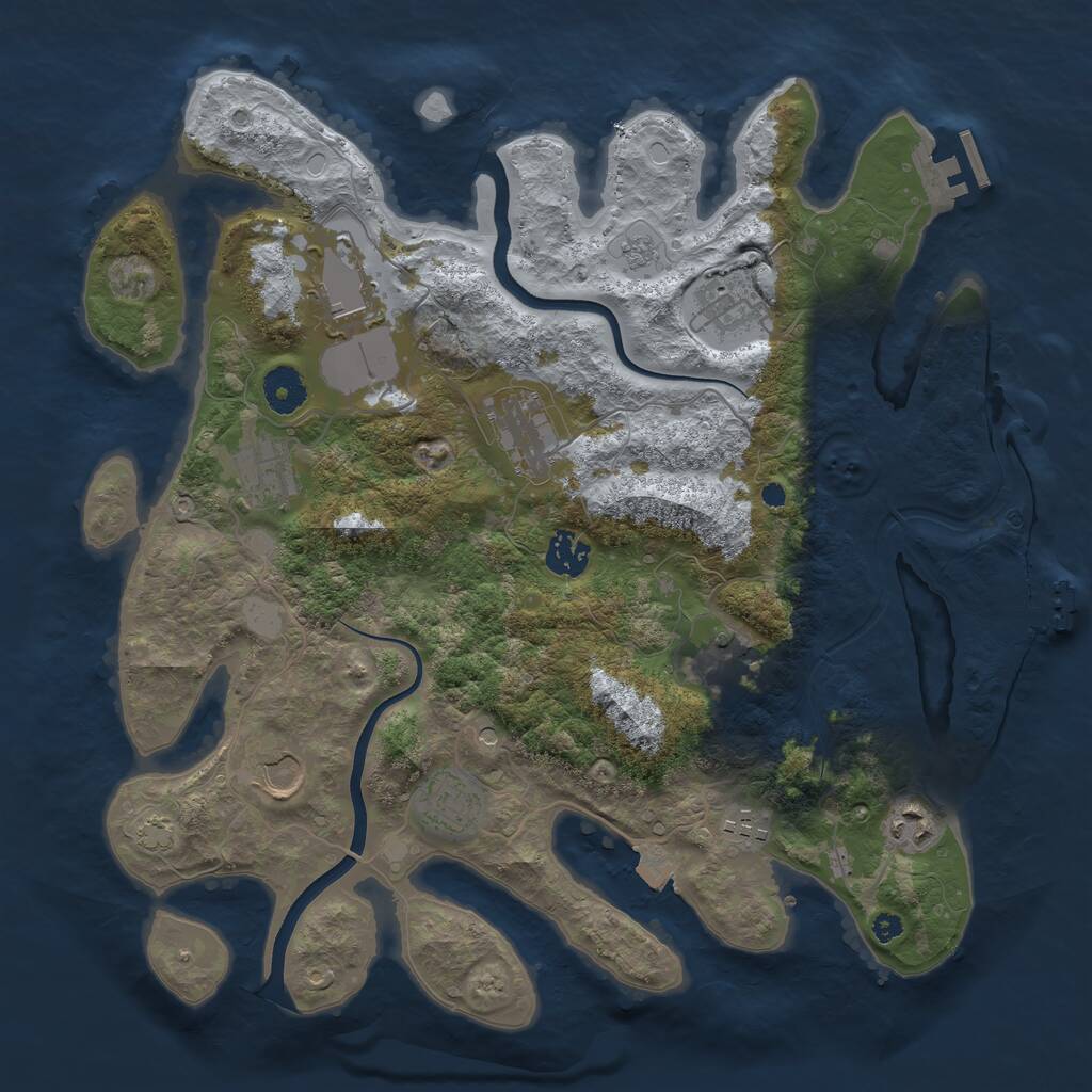 Rust Map: Procedural Map, Size: 3700, Seed: 620277165, 16 Monuments