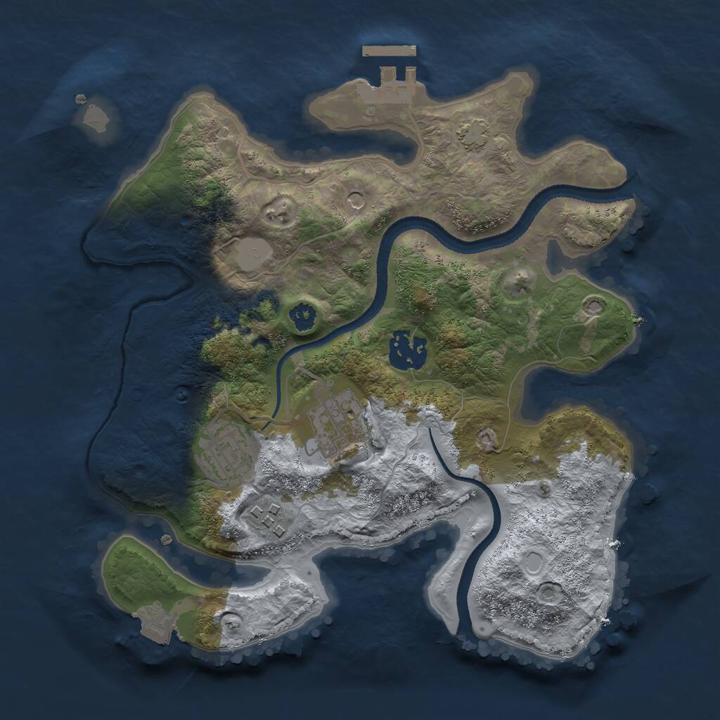 Rust Map: Procedural Map, Size: 2700, Seed: 1020412313, 8 Monuments