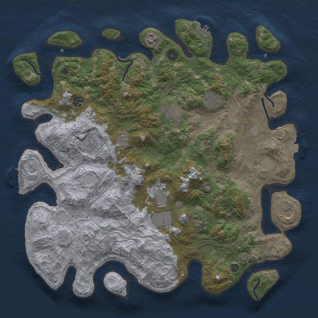 Rust Map: Procedural Map, Size: 4250, Seed: 601846951, 18 Monuments