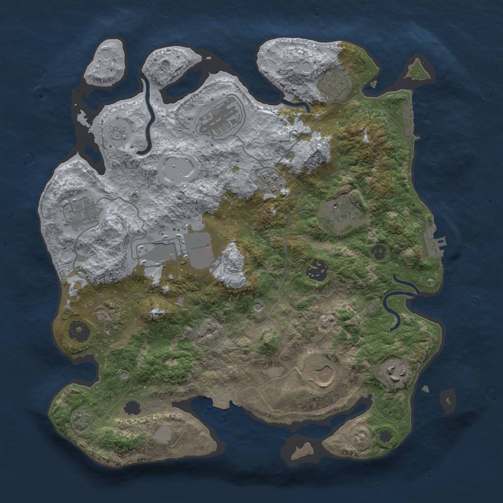 Rust Map: Procedural Map, Size: 3500, Seed: 234685840, 18 Monuments