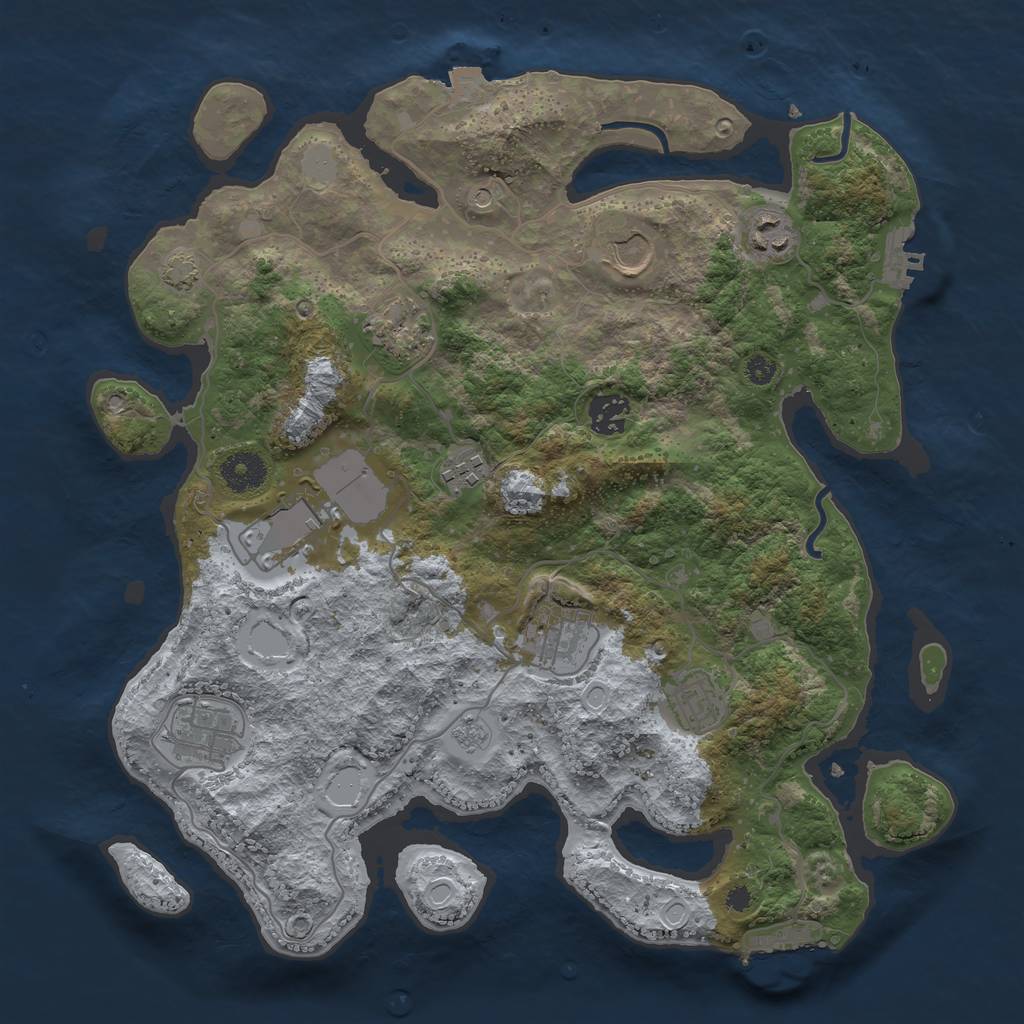 Rust Map: Procedural Map, Size: 3600, Seed: 3636, 17 Monuments