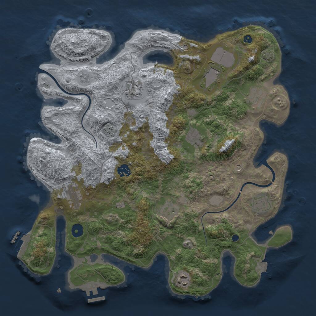 Rust Map: Procedural Map, Size: 3700, Seed: 412489505, 16 Monuments