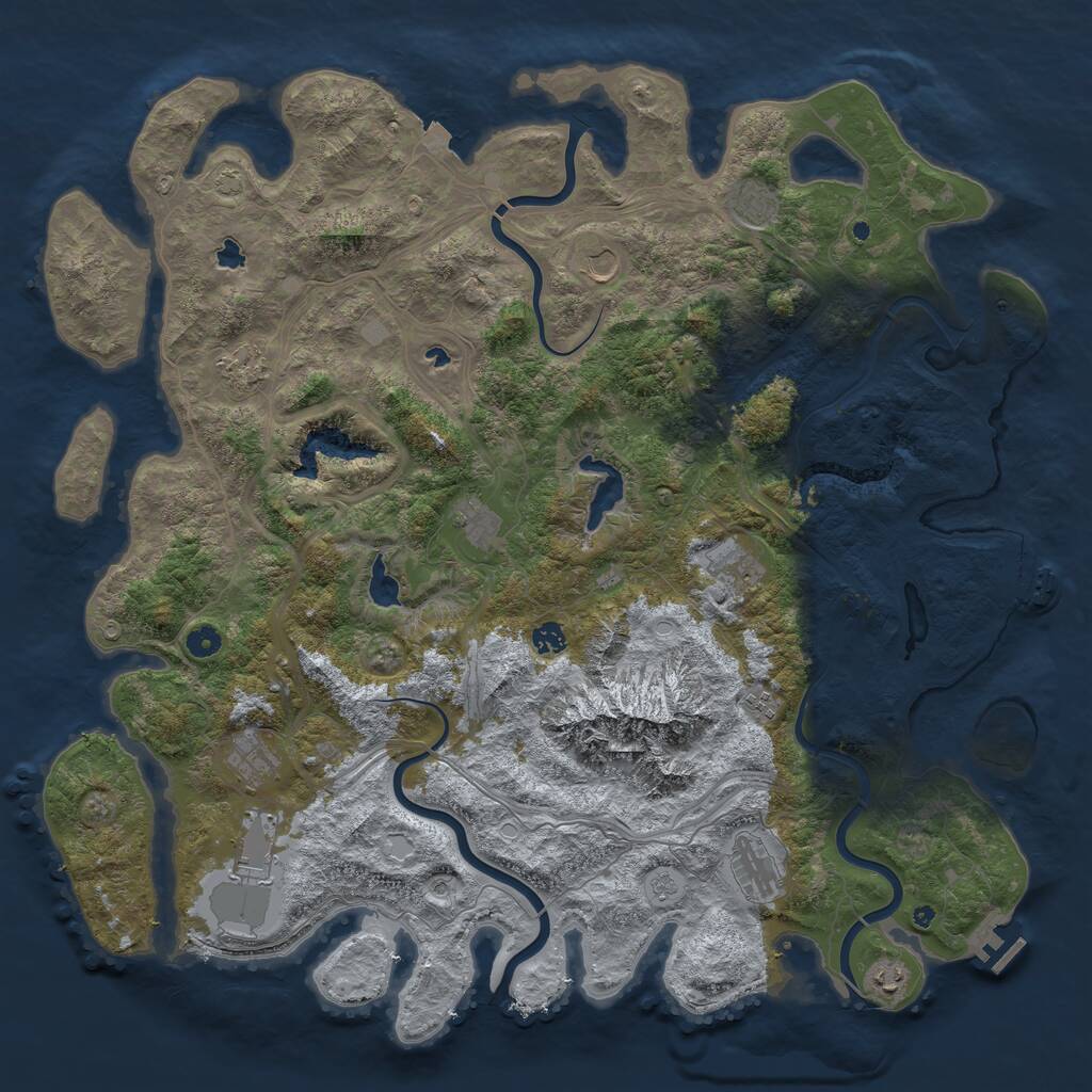 Rust Map: Procedural Map, Size: 5000, Seed: 258624270, 17 Monuments