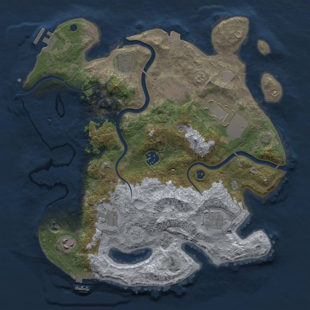 Rust Map: Procedural Map, Size: 3500, Seed: 50711646, 14 Monuments