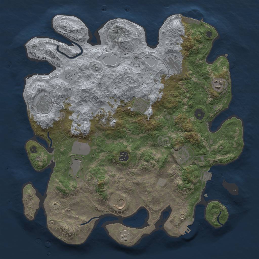 Rust Map: Procedural Map, Size: 3750, Seed: 81357014, 18 Monuments