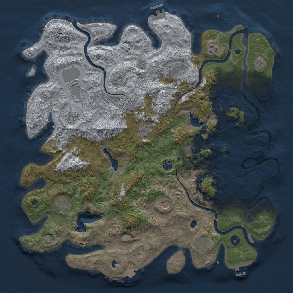 Rust Map: Procedural Map, Size: 4500, Seed: 715054399, 17 Monuments