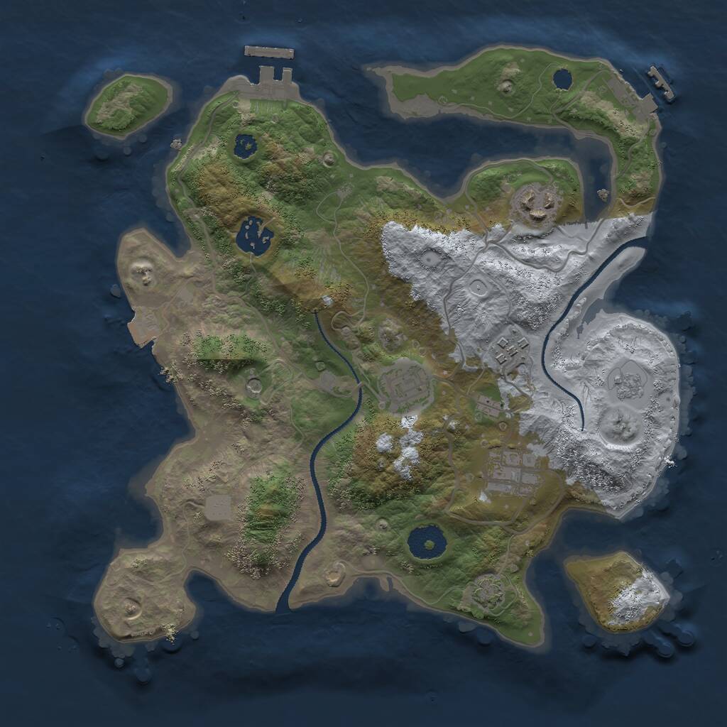 Rust Map: Procedural Map, Size: 3000, Seed: 672605946, 11 Monuments