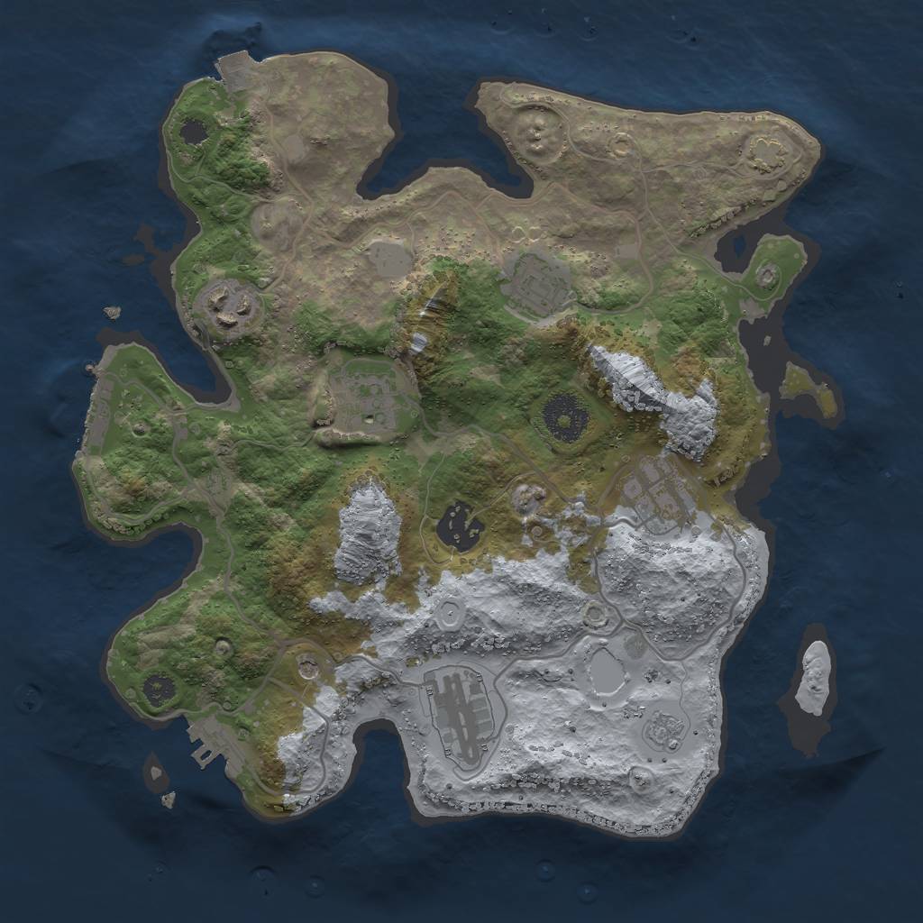 Rust Map: Procedural Map, Size: 3000, Seed: 2072115382, 14 Monuments