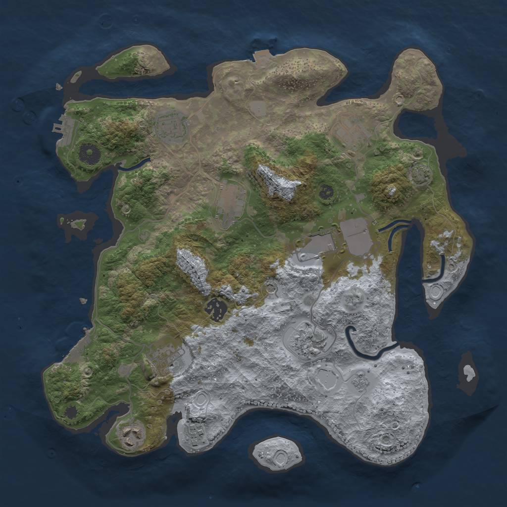 Rust Map: Procedural Map, Size: 3500, Seed: 544196081, 17 Monuments