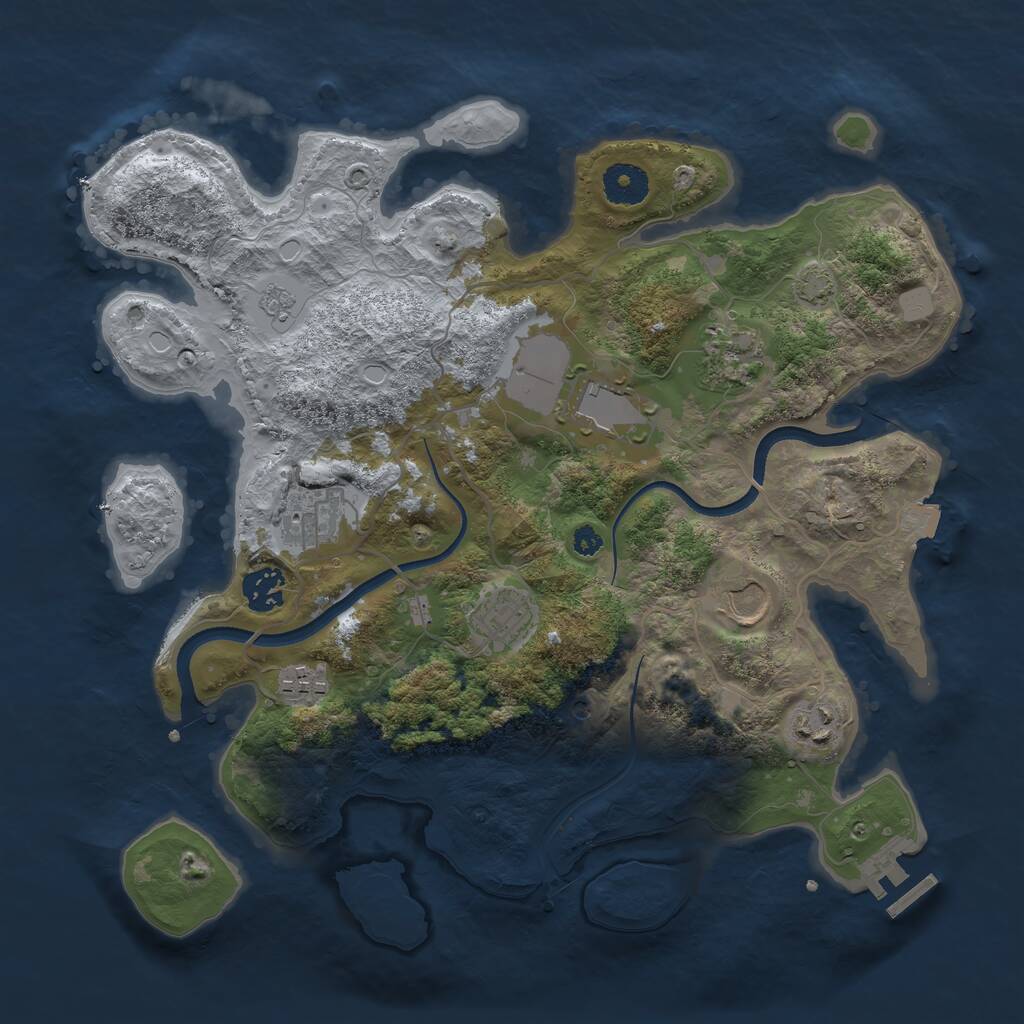 Rust Map: Procedural Map, Size: 3500, Seed: 20889392, 13 Monuments