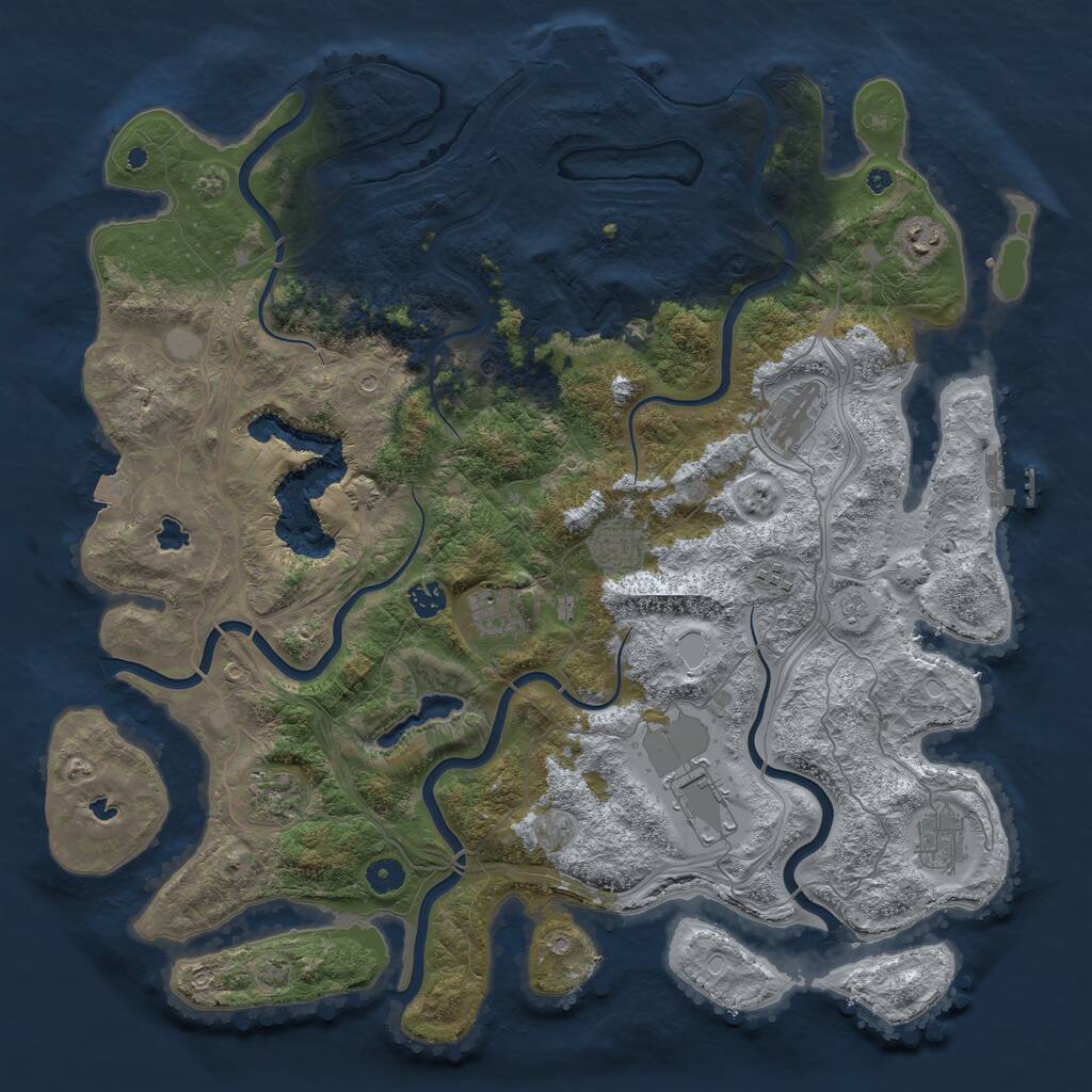 Rust Map: Procedural Map, Size: 4500, Seed: 501238751, 15 Monuments