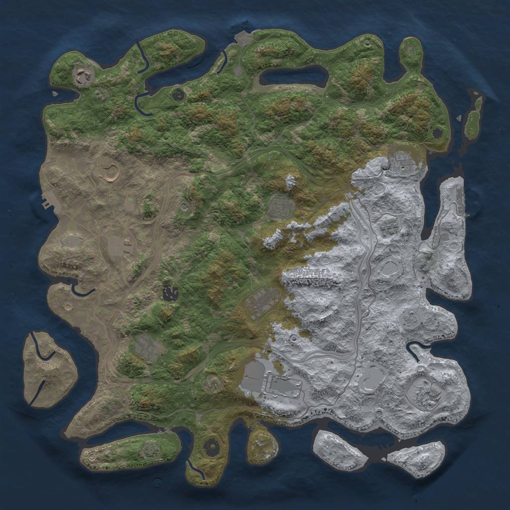 Rust Map: Procedural Map, Size: 4500, Seed: 501238751, 19 Monuments