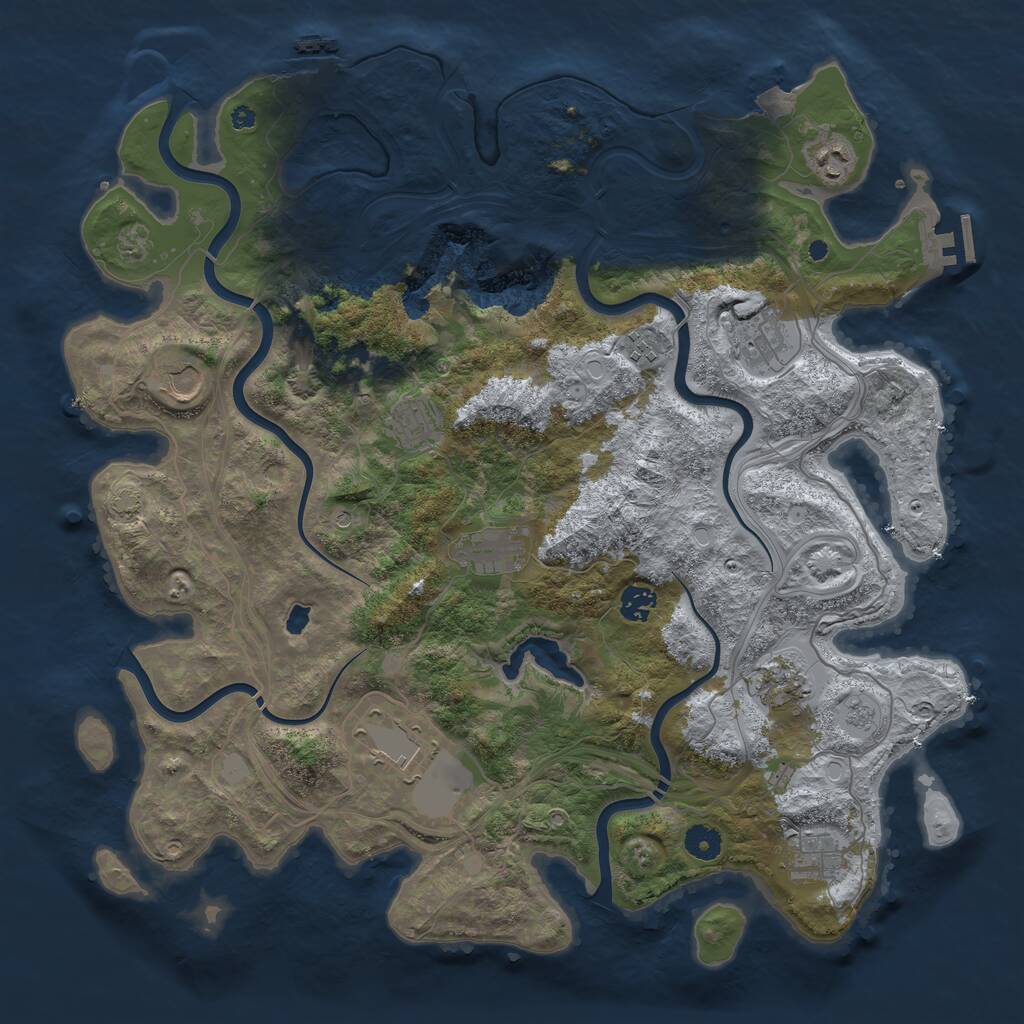 Rust Map: Procedural Map, Size: 4250, Seed: 442890862, 16 Monuments