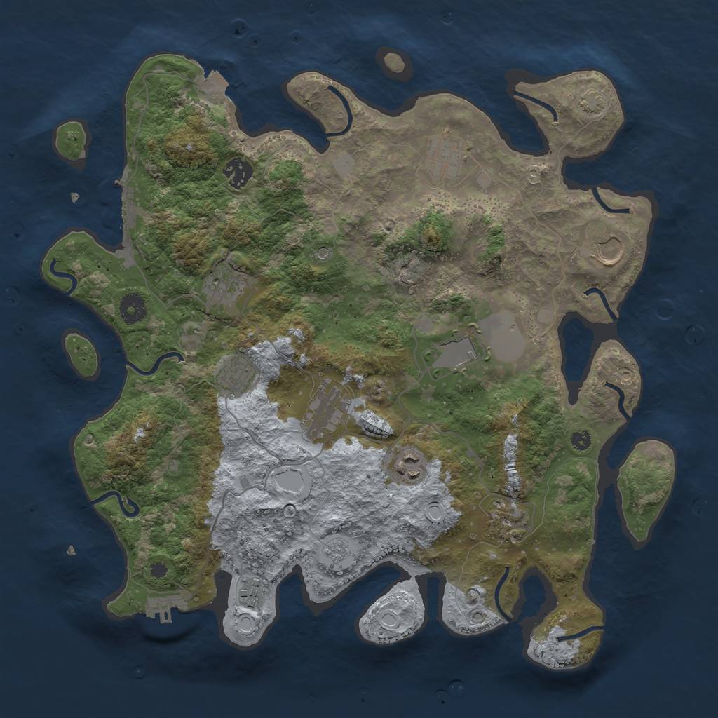 Rust Map: Procedural Map, Size: 3750, Seed: 223340405, 18 Monuments