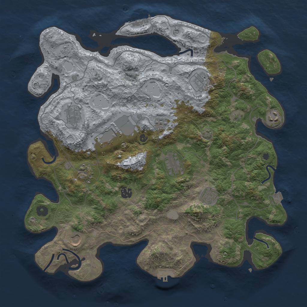 Rust Map: Procedural Map, Size: 4000, Seed: 4850284, 18 Monuments