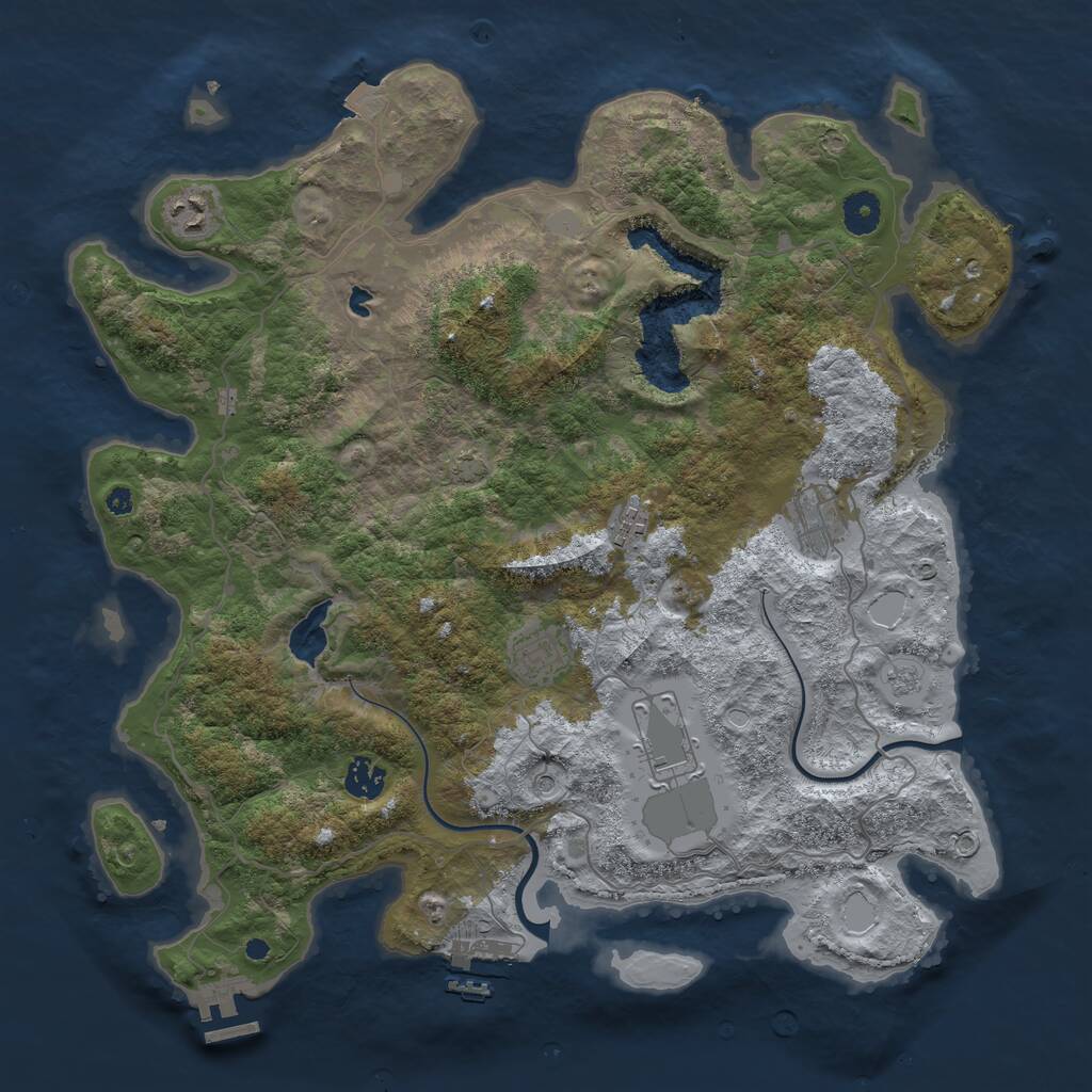 Rust Map: Procedural Map, Size: 4000, Seed: 5121986, 12 Monuments