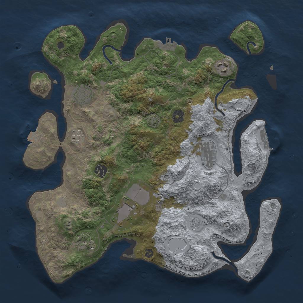 Rust Map: Procedural Map, Size: 3500, Seed: 1454547425, 15 Monuments