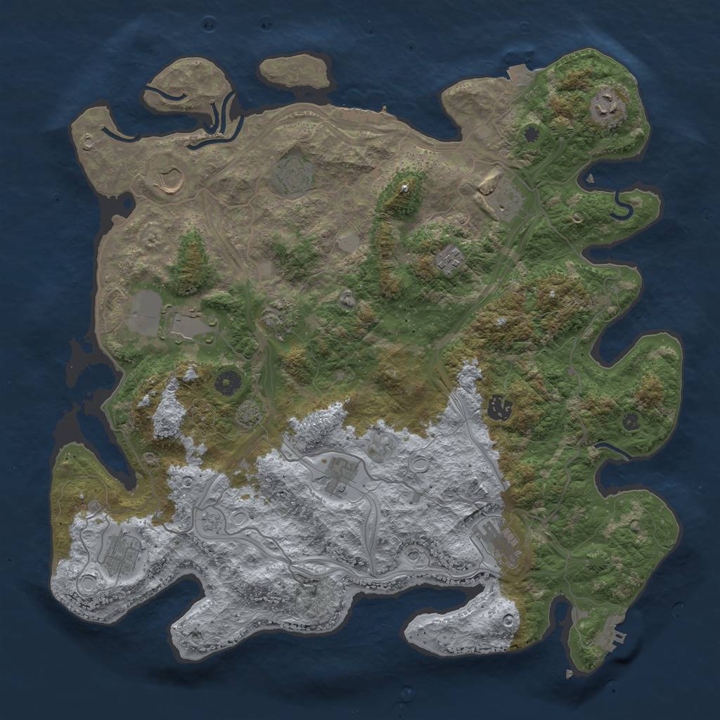 Rust Map: Procedural Map, Size: 4250, Seed: 383491462, 19 Monuments