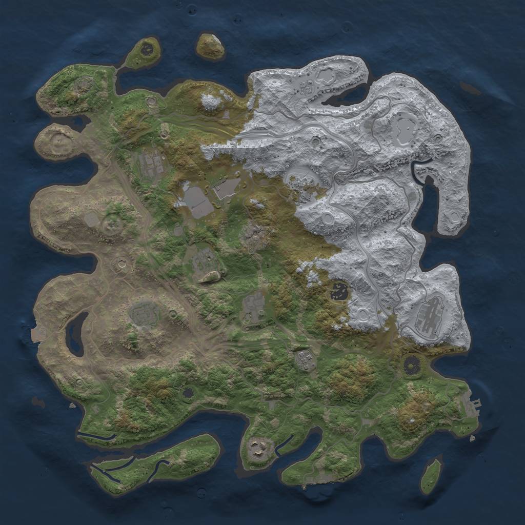 Rust Map: Procedural Map, Size: 4300, Seed: 1067847186, 18 Monuments