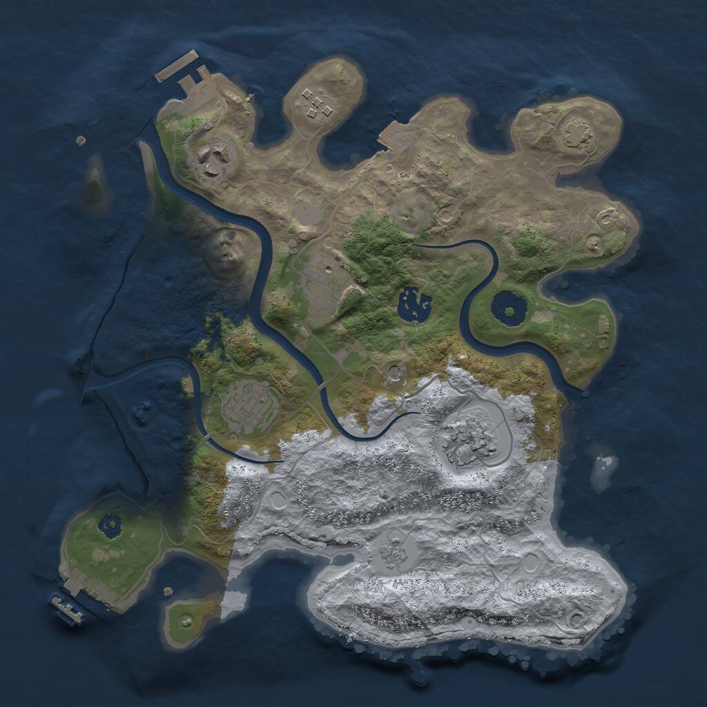 Rust Map: Procedural Map, Size: 3000, Seed: 366343815, 12 Monuments