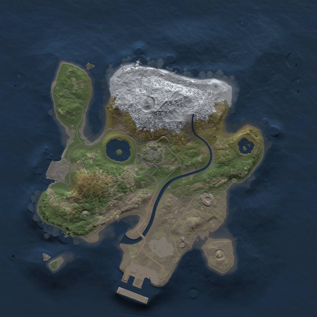 Rust Map: Procedural Map, Size: 2000, Seed: 41586, 3 Monuments