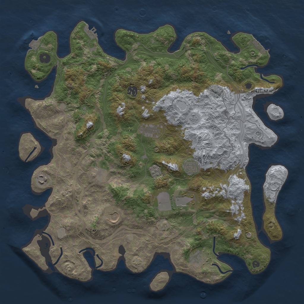 Rust Map: Procedural Map, Size: 4250, Seed: 445478877, 17 Monuments