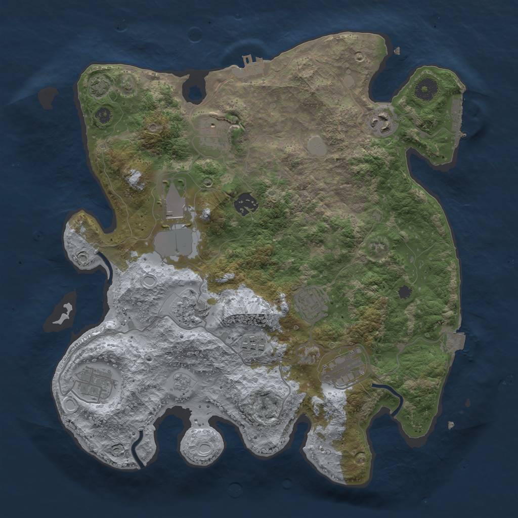 Rust Map: Procedural Map, Size: 3500, Seed: 1980798260, 16 Monuments