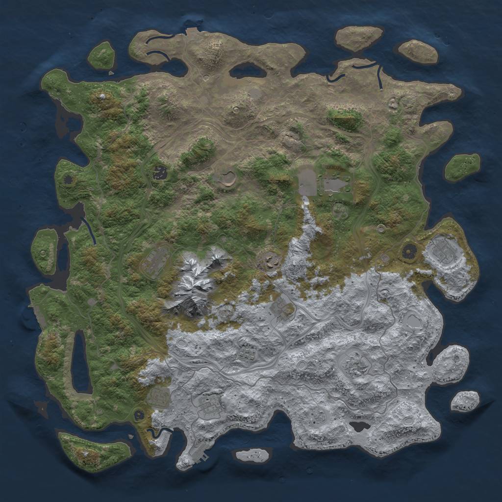 Rust Map: Procedural Map, Size: 5000, Seed: 1672998039, 19 Monuments