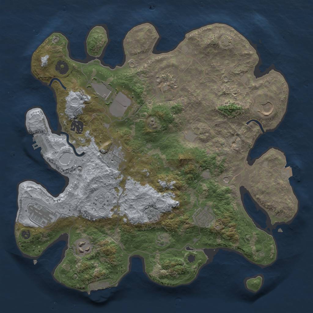 Rust Map: Procedural Map, Size: 3500, Seed: 937672400, 17 Monuments
