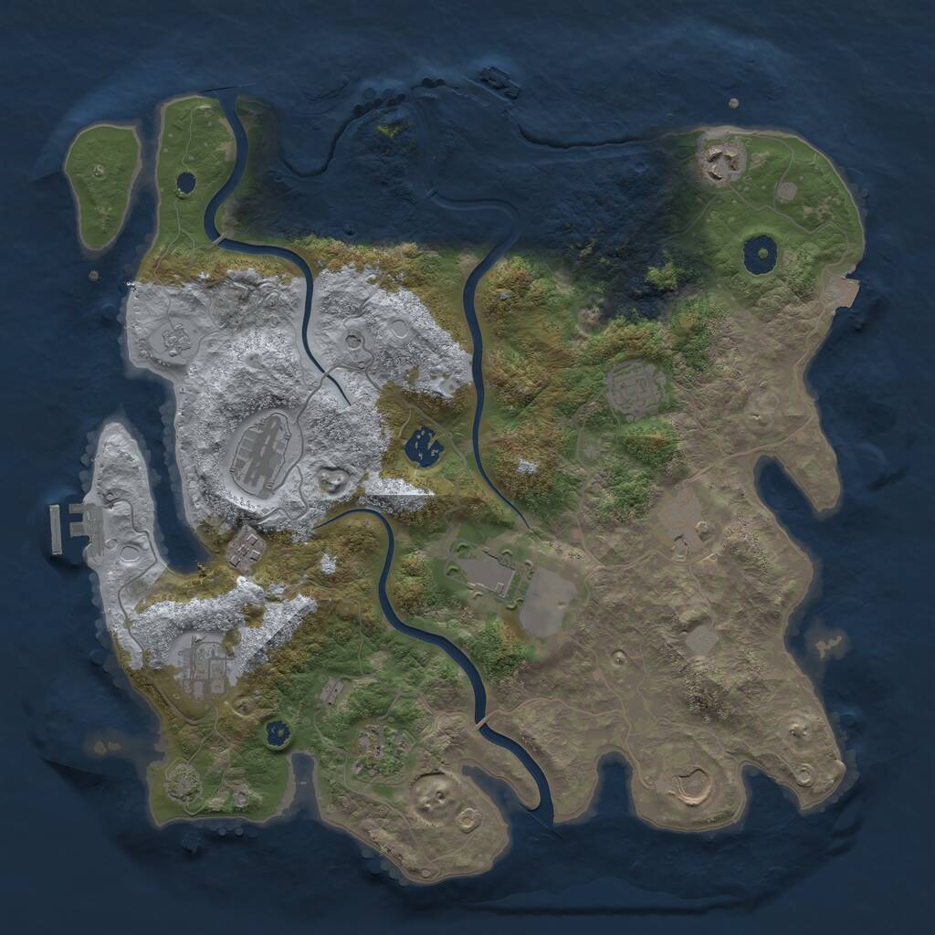 Rust Map: Procedural Map, Size: 3800, Seed: 1466528620, 16 Monuments