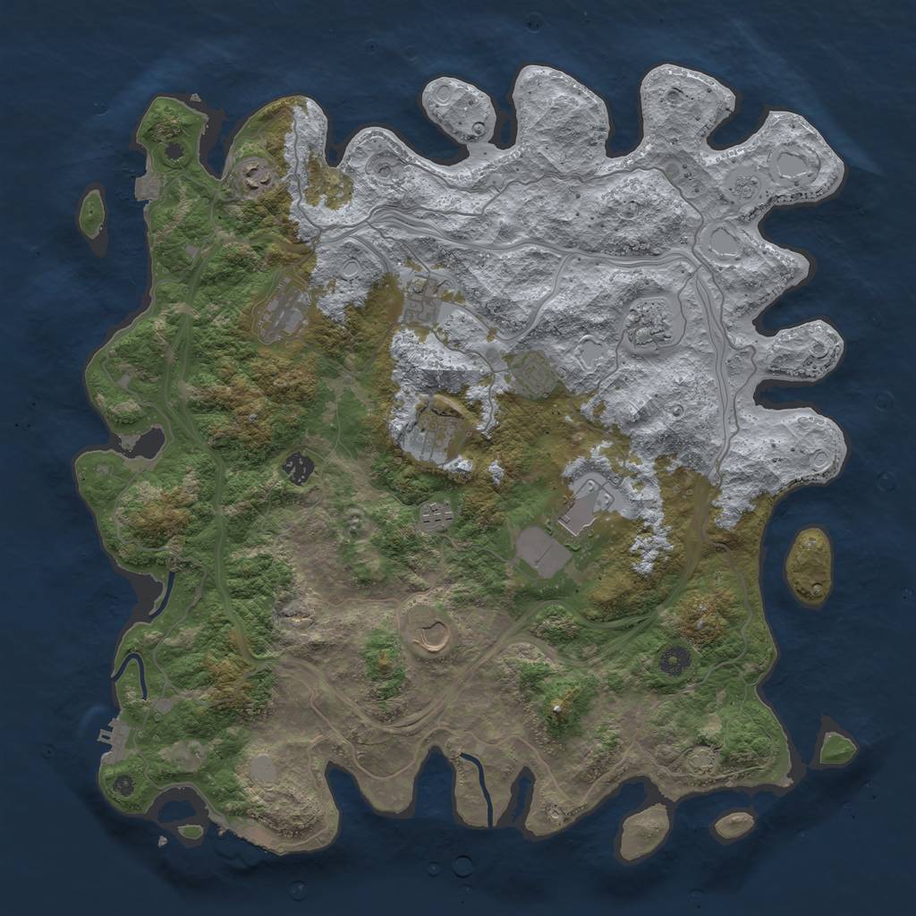 Rust Map: Procedural Map, Size: 4500, Seed: 1910064016, 18 Monuments
