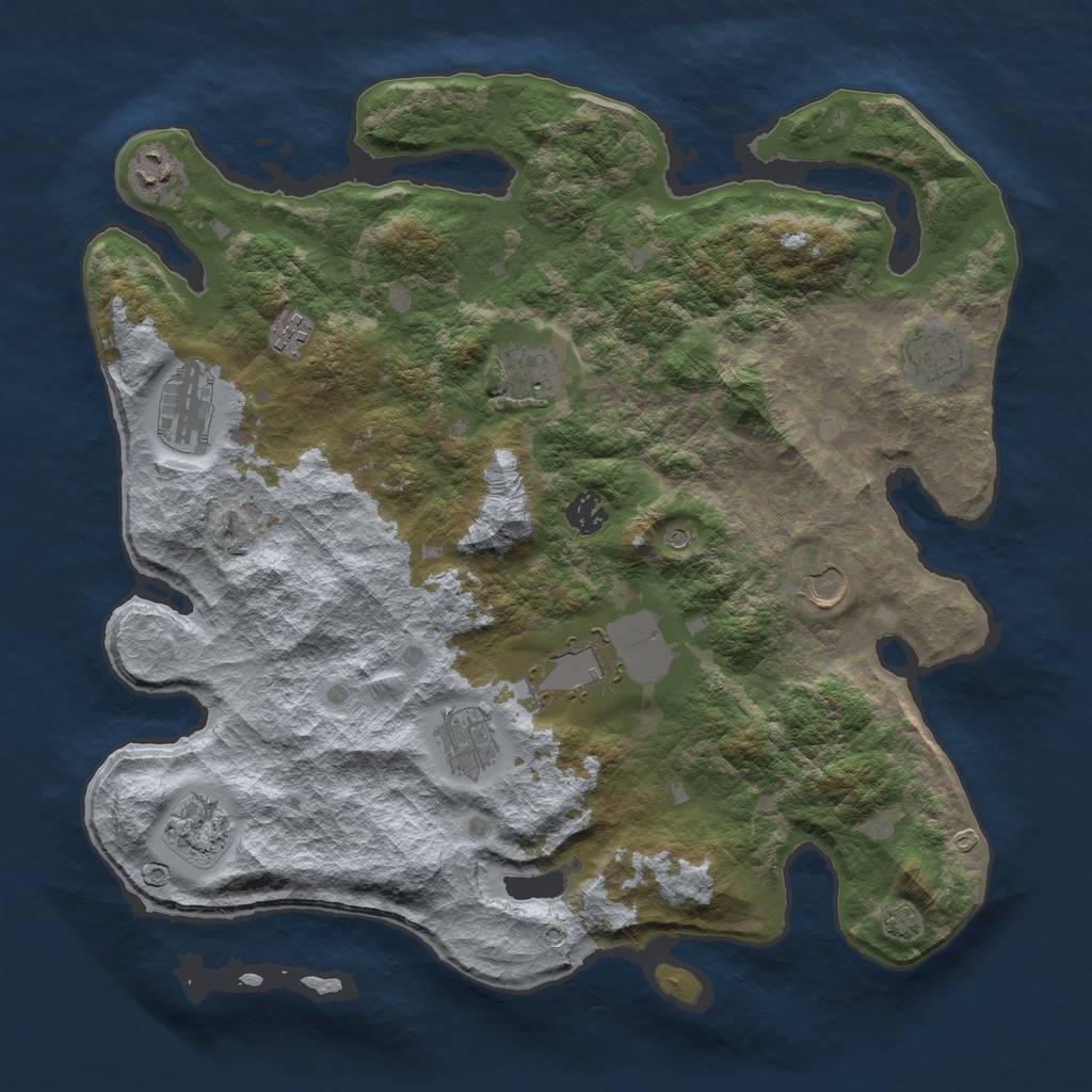 Rust Map: Barren, Size: 4000, Seed: 1916250354, 14 Monuments