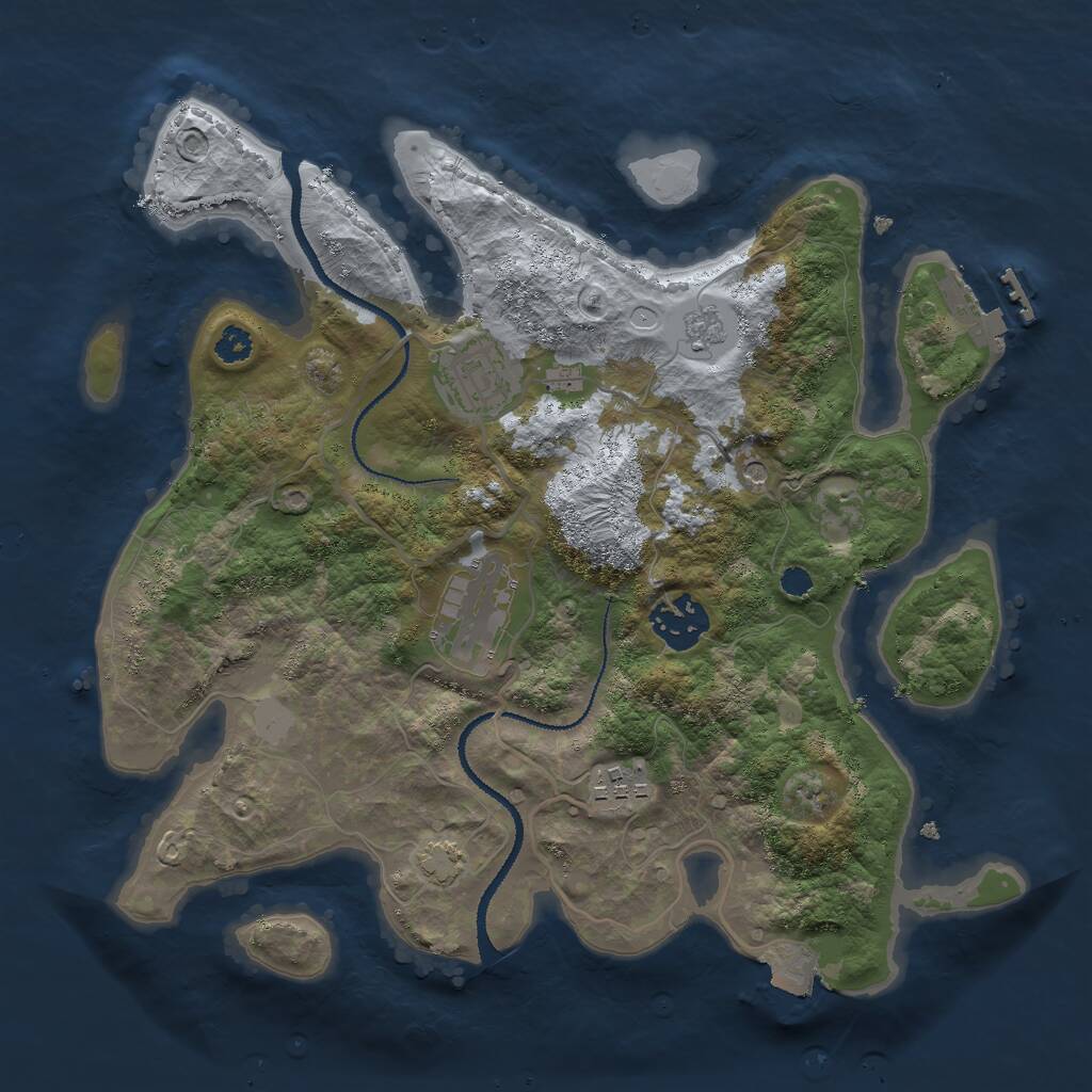 Rust Map: Procedural Map, Size: 3000, Seed: 22889, 9 Monuments