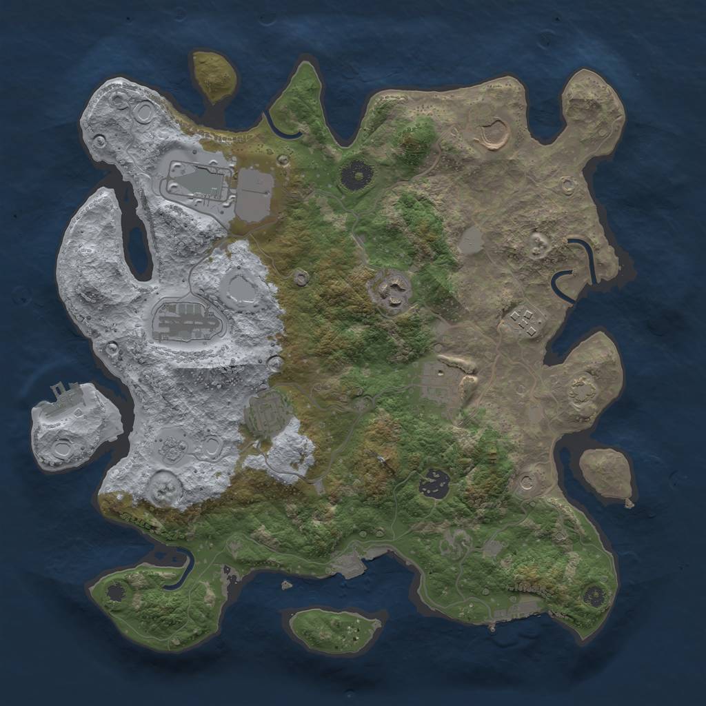 Rust Map: Procedural Map, Size: 3500, Seed: 54896454, 16 Monuments