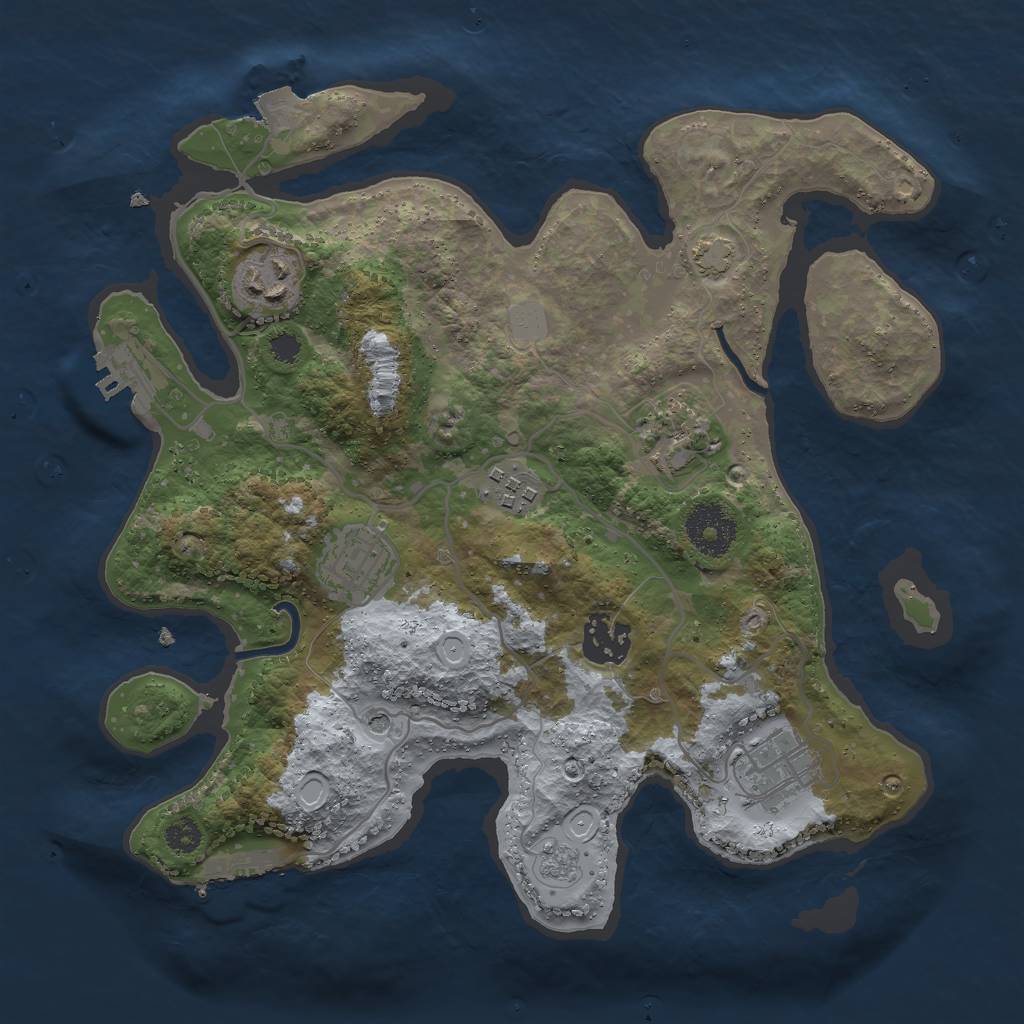 Rust Map: Procedural Map, Size: 3000, Seed: 1032553608, 14 Monuments